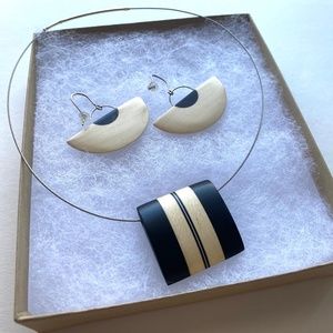 Wooden Necklace and Earring Set